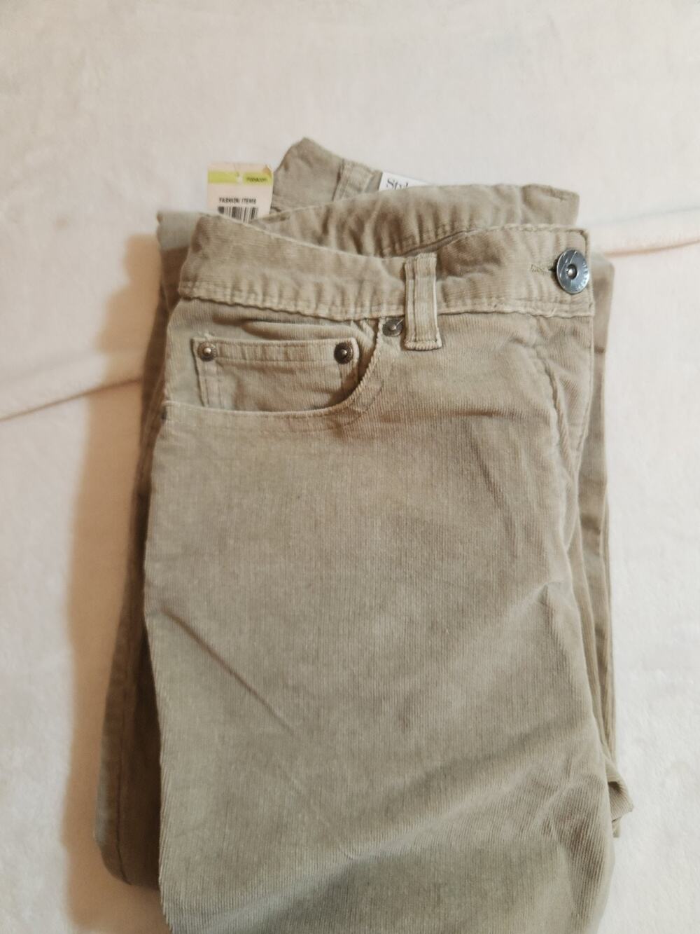 Style & Co NWT Wide Leg Tummy Control Corduroy Pants Womens 4 (28X32) Beige Tan